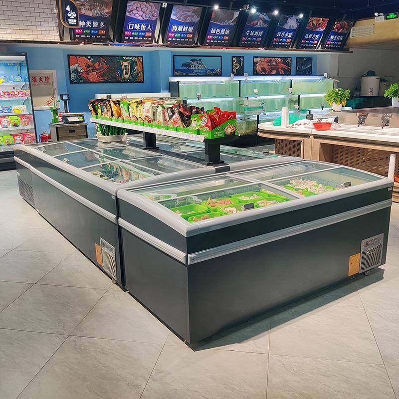 玻璃门超冻合岛市柜生鲜柜冰激凌水饺展412示柜大容冷量海鲜展组