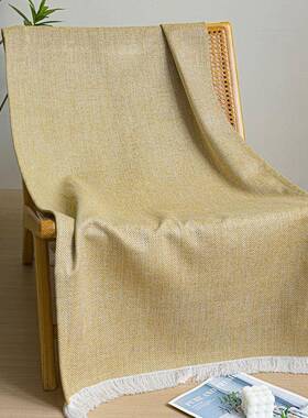 简约端芥黄色亚民麻混纺苏搭毯高宿度假酒店样流HHS板房间搭巾床