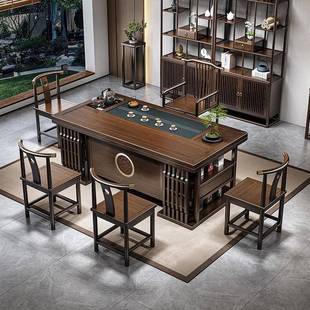 新中整式无品牌/实木茶桌椅组阳茶合办公室家用台一体一套功夫泡
