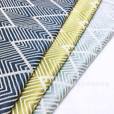 SL200911防水棉麻窗帘提花面式料条抱枕长条纹幼儿园桌布欧织色纹