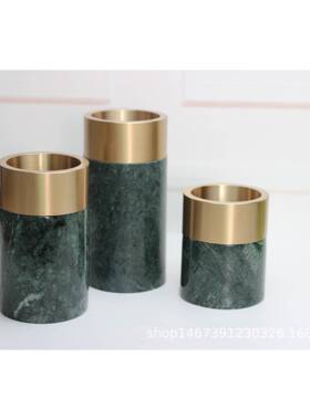 家桌居软饰品金属酒店花样品房摆装件绿色大J-157理石面器高品质