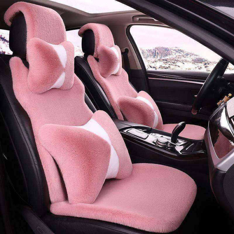 汽绒车冬坐垫6437季毛绒加厚小蛮腰短毛垫不掉毛座兔毛绒车垫保暖
