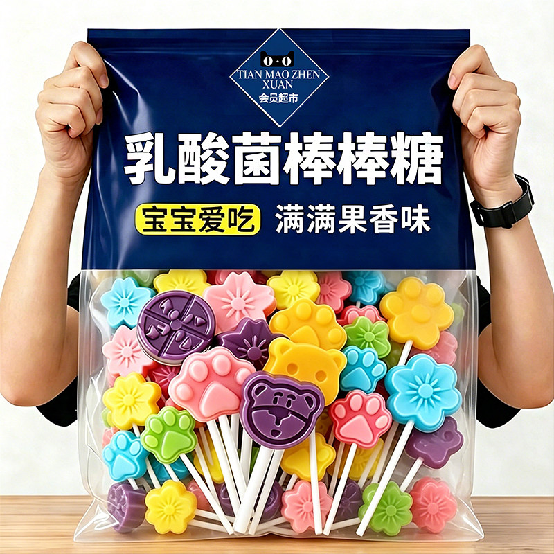 乳酸菌棒棒糖儿童营养益生菌糖果高颜值休闲解馋小零食散装批发