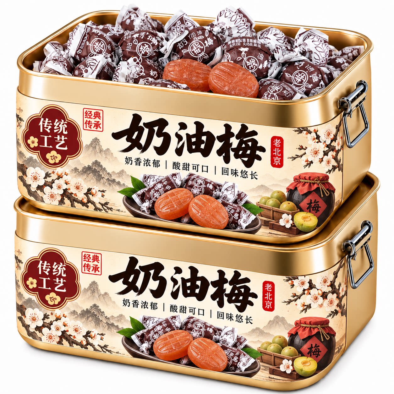 正宗上海老式奶油话梅糖500g双扭纸包装儿时8090怀旧糖果旗舰店