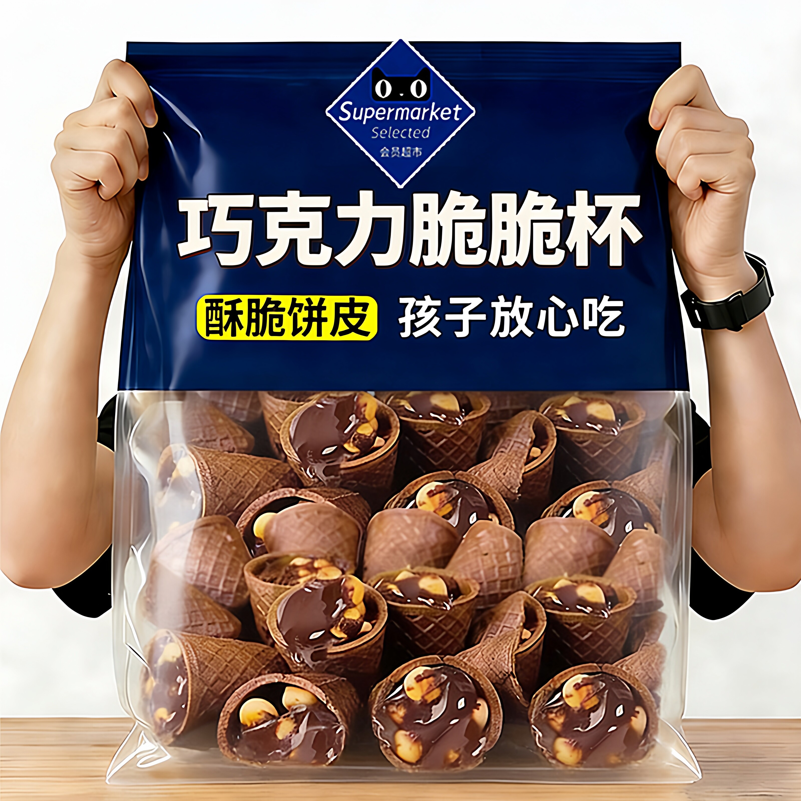 巧克力脆脆杯脆筒夹心小馒头休闲零食追剧解馋年货节官方旗舰店