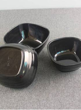 密胺黑色蘸料四MKZ方碗塑料碗锅粥餐碗饭店餐厅火店饭碗仿小瓷具