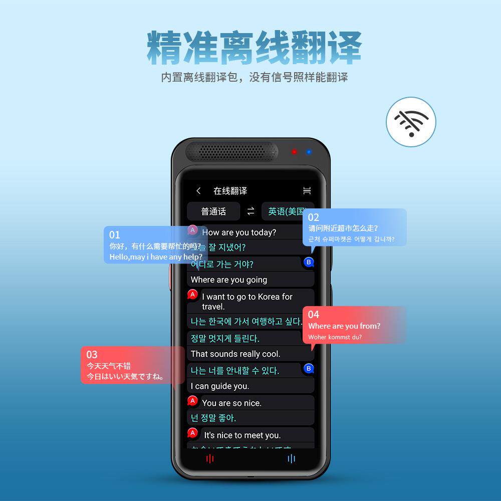 4G语版AI智能音翻翻译支机精准离线Z系列持150国语言英语办公旅游