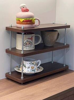 KWX置物架中古风架厨纳房架子办公桌隔层架工书位桌面收子小架茶