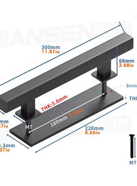 谷仓门黑色门拉简FAP手移门方形暗拉柜手现代格约橱双面长方体长