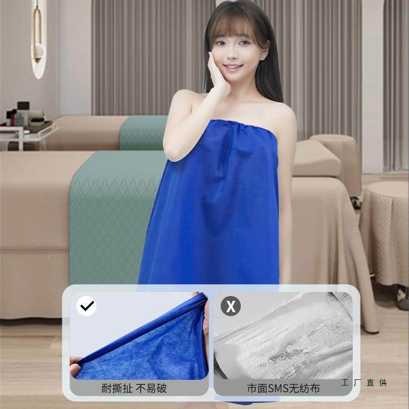 美院一次浴美体裙抹胸浴袍女款裹胸睡裙汗F5M559T8容蒸裙桑拿服浴