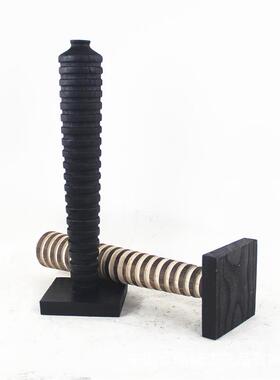 厂质家销售手制木工艺黑色家碳化花瓶花SWZ桶桌面装饰酒店别墅居