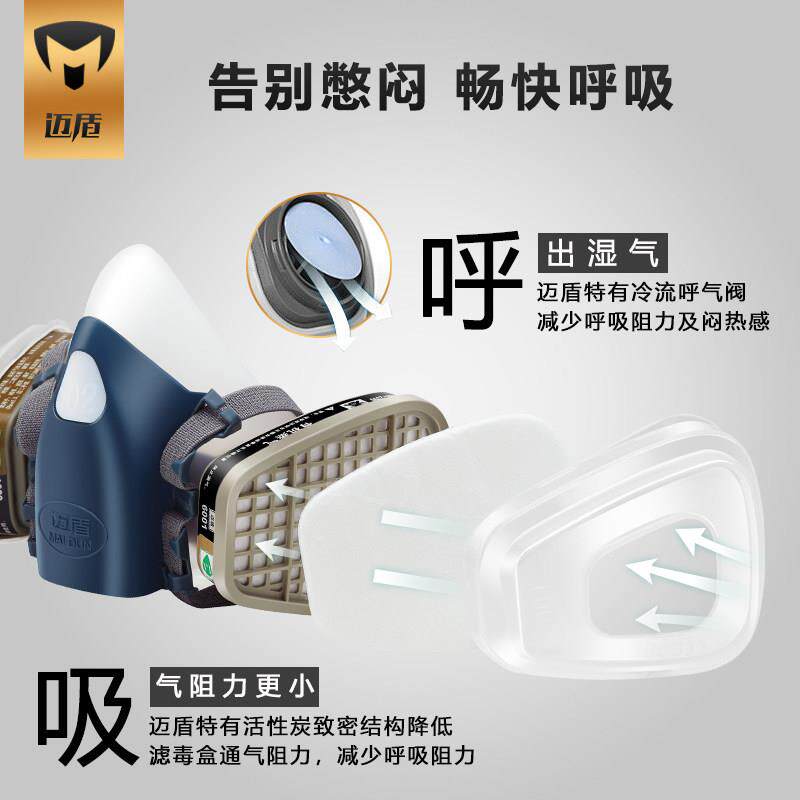 迈盾62漆P防毒具喷专用0过滤式KN95面罩面防护粉尘电焊602P白色农