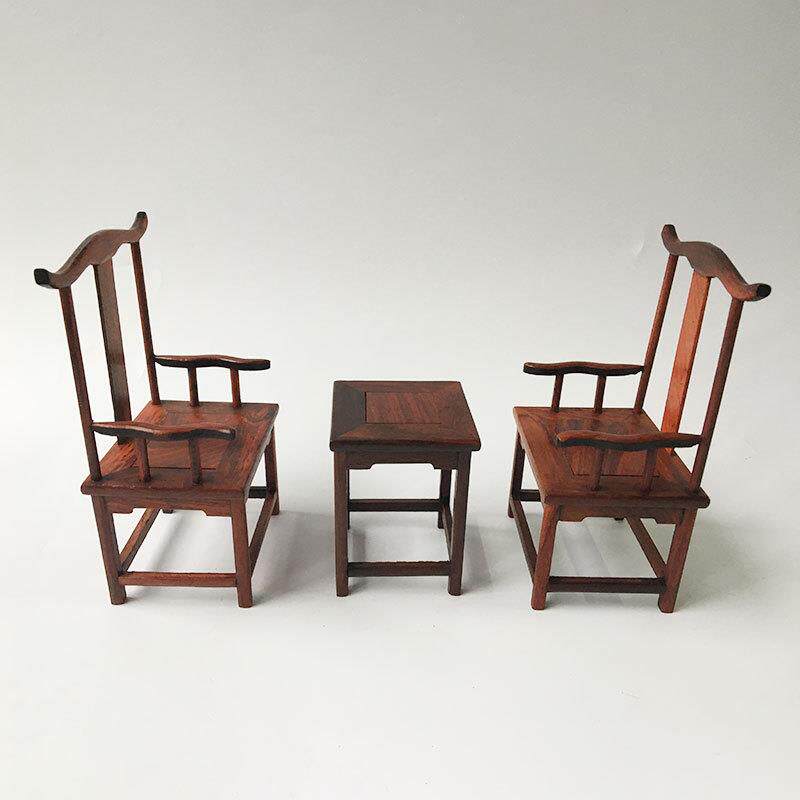 微红工TEE艺品红酸木枝仙台桌子凳子明清微型缩小家具八模型礼品