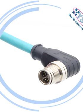 超六类CA12X-2011T6e水蓝色M12X型弯8芯转RJ5康耐4视工业相机网线