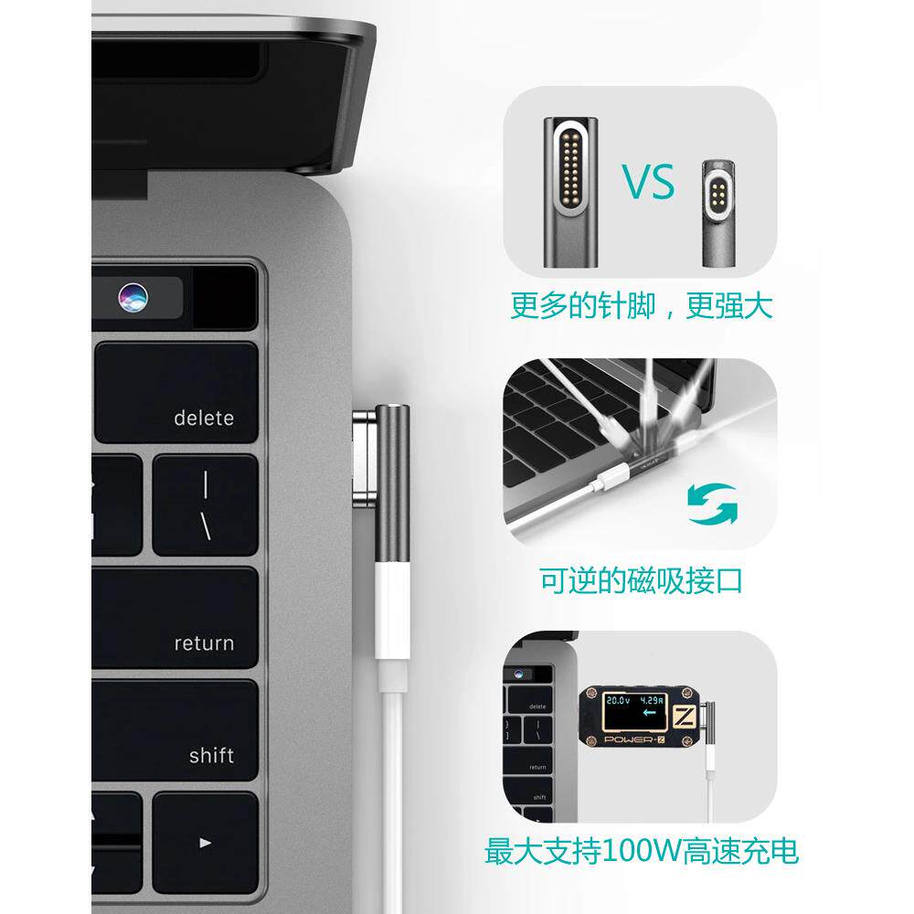 oMaBok磁吸转接头type-充电数据otg适用苹果电脑转换黑色器多功cc