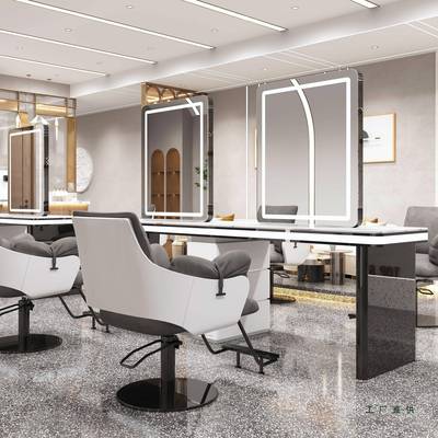 理发店台带用柜985子体发廊专网红美发剪一发烫染区带灯镜单双面