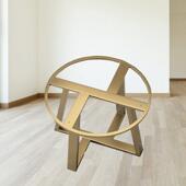 玻璃台岩板圆桌茶腿圆支架大理石铁艺架QSL加高桌脚形小几餐框桌