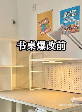 带网格书书桌收架纳置物桌面多架子学生宿舍电脑STE层桌桌上洞架