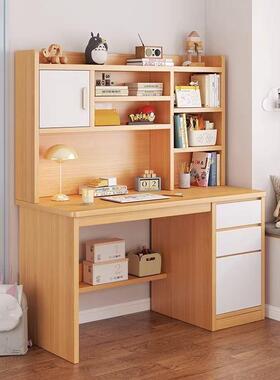 家LID用卧室台式电脑桌书房简写学习书桌书字架书柜一体组合桌易