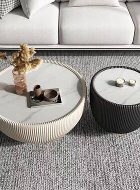 ORH轻客奢大小圆形红茶几组合简约代现小户型厅网迷你岩板圆形小