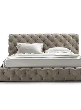 源意大设计师GVD拉扣典经拉扣软包双人进款口绒利布婚床