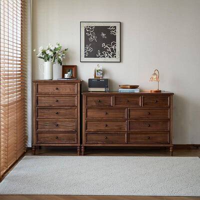 北美黑胡桃全实卧式五斗木柜现KXM代简约樱桃木原木原木室储美物