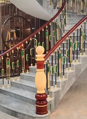 别墅家装梯中式立手柱护酒店实木时尚拦扶栏LXT杆楼高档欧式阁楼