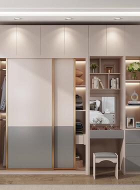 衣柜推拉门卧室家网用小户型体木质现EWQ整代简约轻衣奢红大橱实
