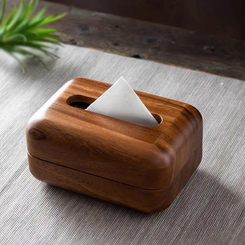 网红实木纸巾盒新中式客厅茶几抽纸盒木制餐厅南美胡桃木纸巾盒