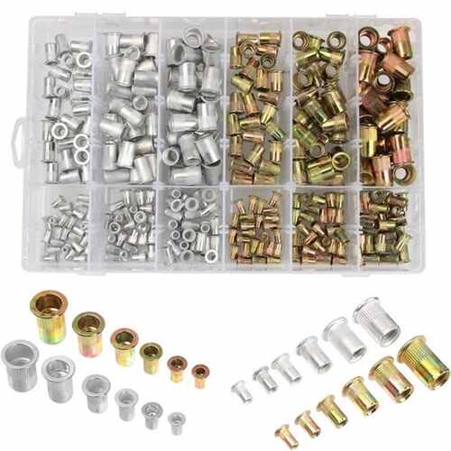 eBay300pcs/402PCS盒装镀彩锌拉铆螺母+铝制+304铆钉铆螺母M3-10