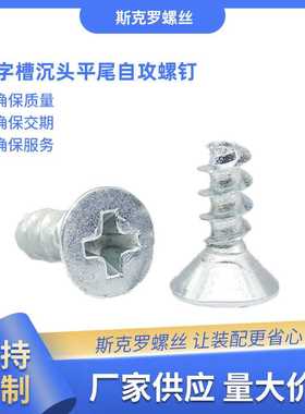 十字槽沉头平尾自攻螺钉 KB白锌铁黑达克罗十字无尾螺丝F型GB846