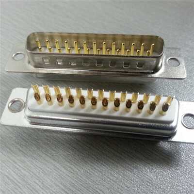 直销DB25PIN车针连接器 焊线式针座 端子镀全金  实心级DB25公头