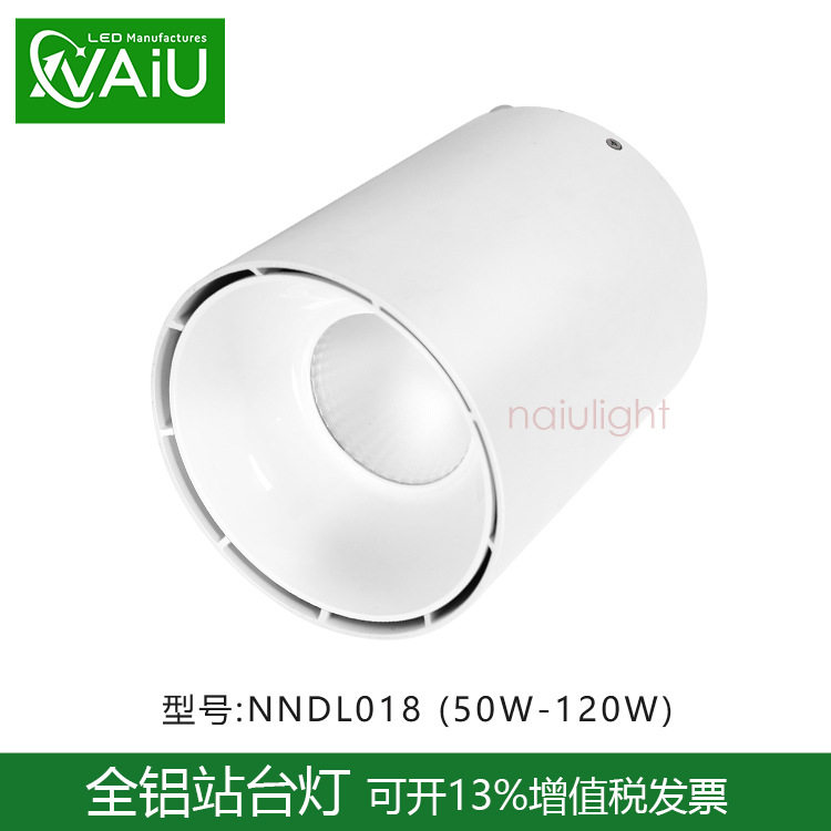 铁路高空雨棚站台灯50W60WLED明装筒灯70W 配防坠落不锈钢钢丝绳