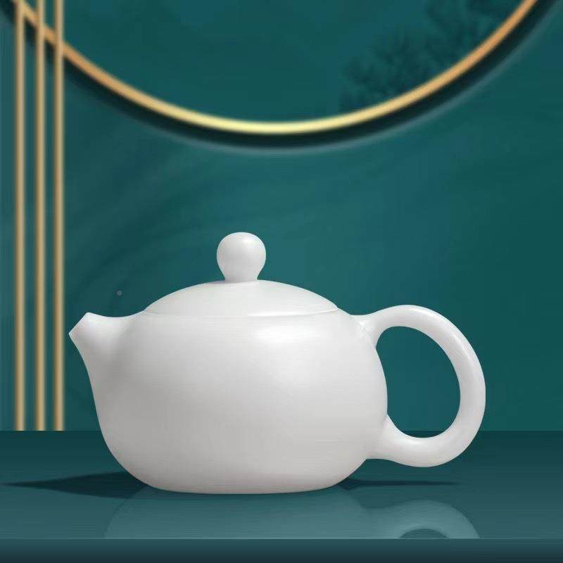 冰种脂玉瓷素烧自生釉茶壶德工化白08889999瓷徐育龙单老羊师手泡
