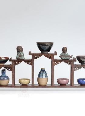 木博架实LYL木中式小古翅多宝阁紫砂茶壶茶具架子置物架摆鸡件展