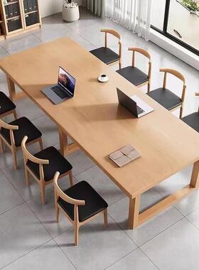 全实条木办公桌简约电脑桌长会办OQJ议桌公组合家具桌简约大板学