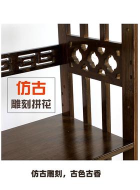 A色UAO9楠竹可移动书架带木万向滑轮置物架胡桃仿古学生书柜落L地