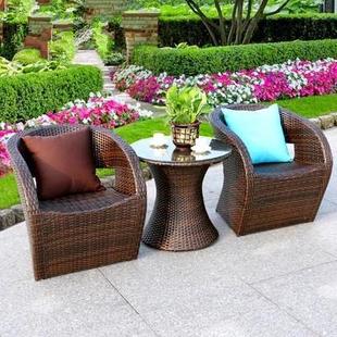 藤茶几椅三五套阳店驼背椅台藤编休闲桌椅件户外花园庭院藤椅子酒