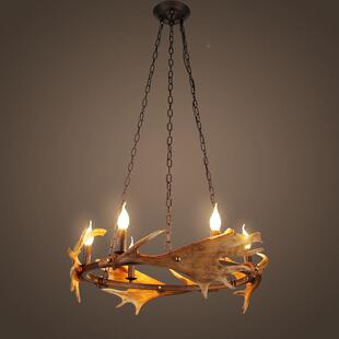美式吊灯厅灯复古工业风956吧台灯个宿性创鹿角造型酒店意民装饰
