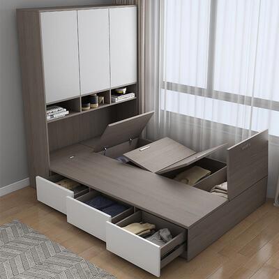 新101-9多款榻榻米衣柜床功能床柜一体合床柜小户型卧室全童实木