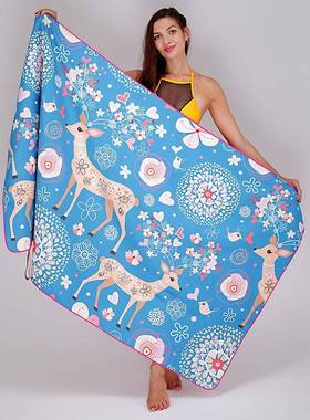 德国20F767TTJ826图新款xyt特大号火烈鸟案印天花速浴巾女夏干男