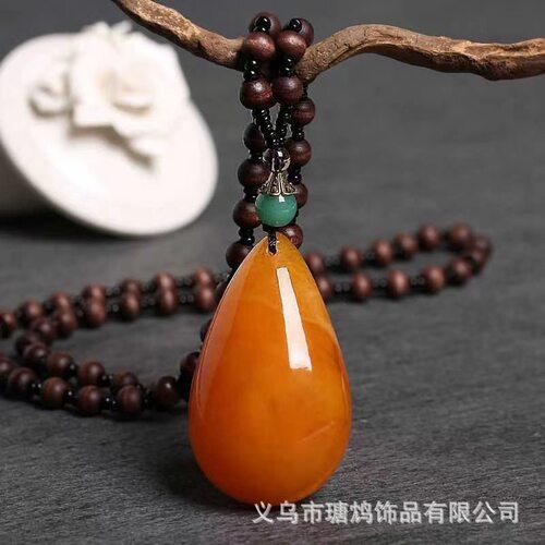 新款复古民族风老蜜蜡吊坠配饰