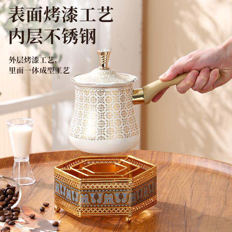 用土耳其咖啡壶茶壶花套装电磁炉烧水壶茶LIANSHAN壶餐泡茶壶金色