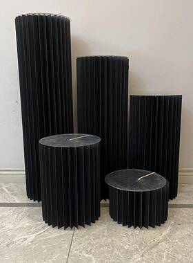 黑色罗马柱甜琴品台橱摆台窗路引圆展柱示柜风展F977TST9台陈列架