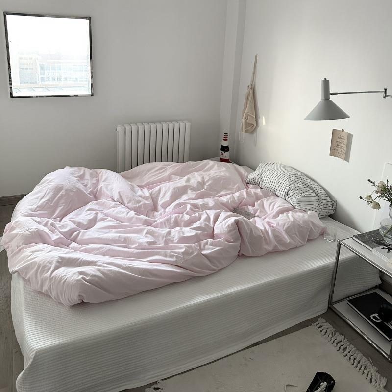 全棉水洗棉粉色纯棉单件被罩双人200x230单独被套单件150x200单人