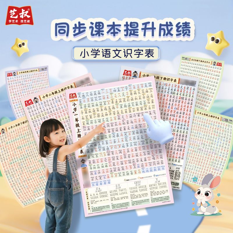 小学语文识字表挂图一到六年级知识点课本同步墙贴认字学习神器