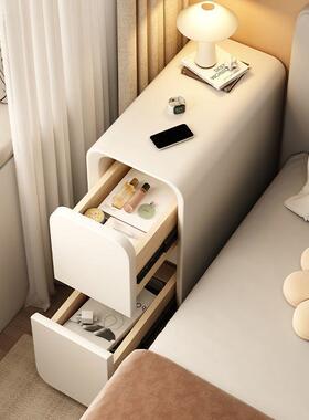 超物窄床柜头柜简易轻奢收纳卧室夹缝实OUX木小柜型窄创意床边置