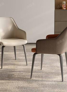 GMS1901GMS1901椅奢风全软包餐椅意椅式高轻级用感家靠背橙色皮革