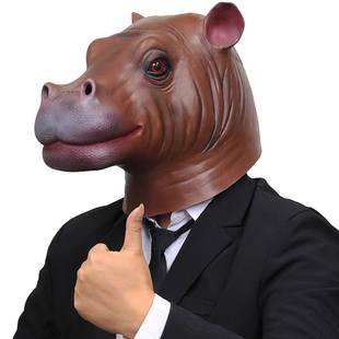 万圣河马面具节头套新款物憨厚c河马面具os恶334搞搞笑动面具