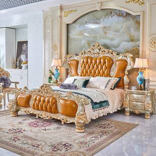 欧式室实木床人主卧1.8米婚床法式宫廷2米.0x2.2卧82675大床简约